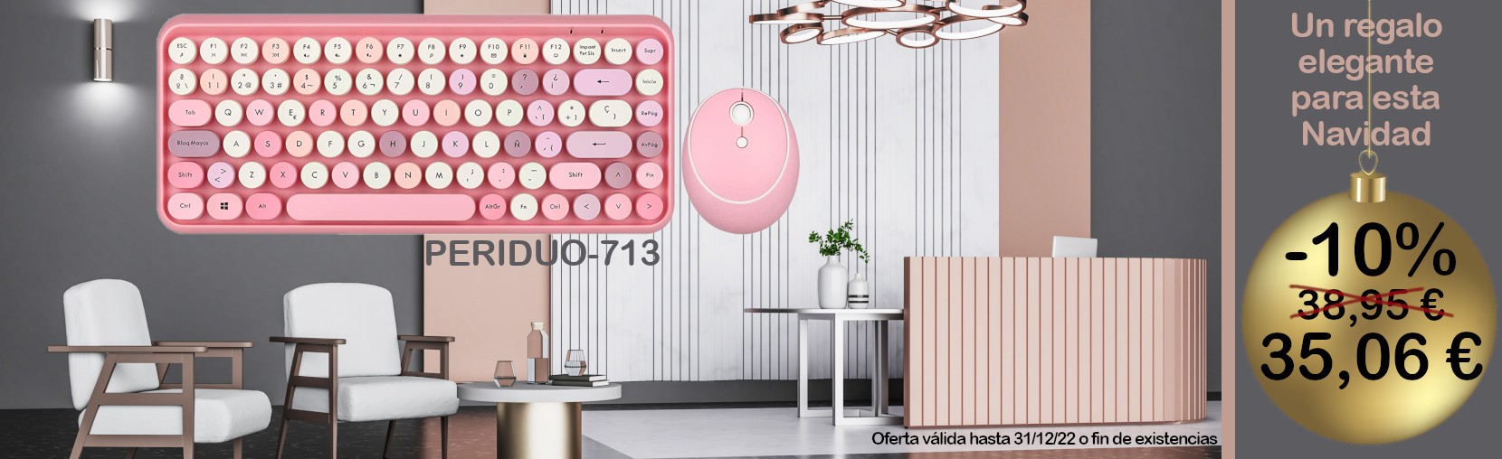 Oferta kit teclado + ratón inalámbricos rosa